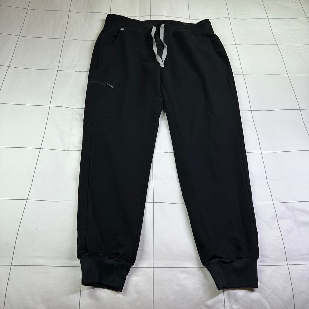 Figs Scrub Pants Womens Medium Black Zamora Jogger Medical Office Drawstring